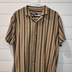 Stylish Tan and Black Striped Men's Shirt